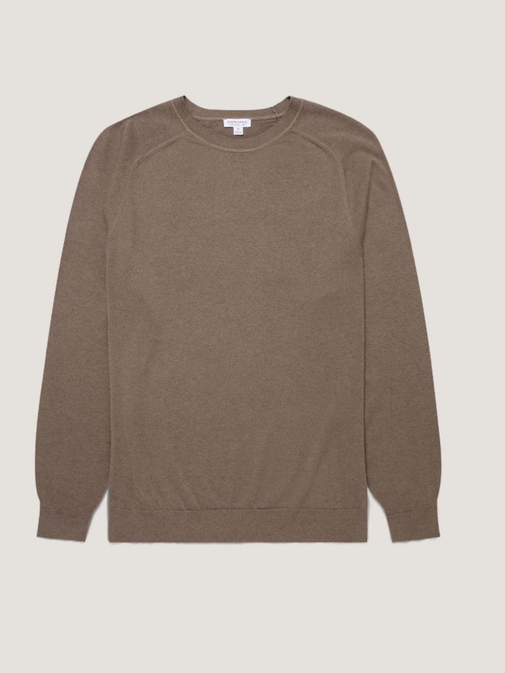 SUNSPEL Men's Sea Island Cashmere Blend Bark Light Brown Crewneck Jumper M